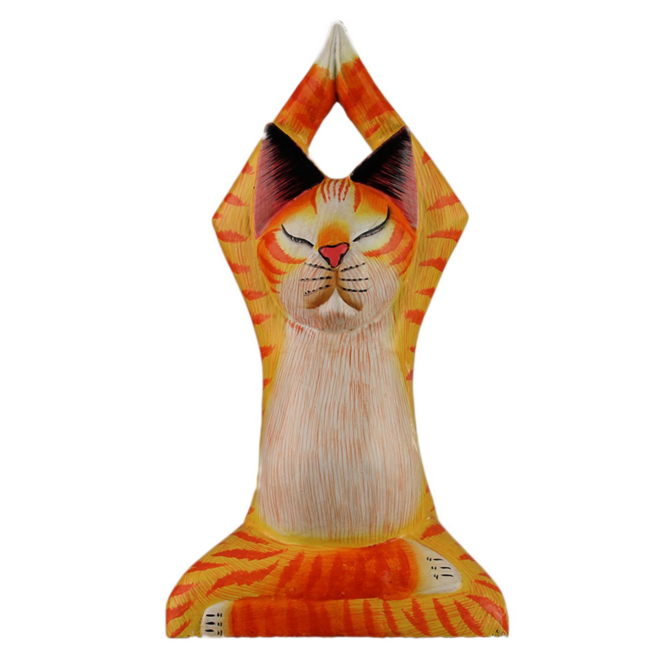 ART-CRAFT Holz-Katze Meditation handbemalte Schnitzerei 20cm