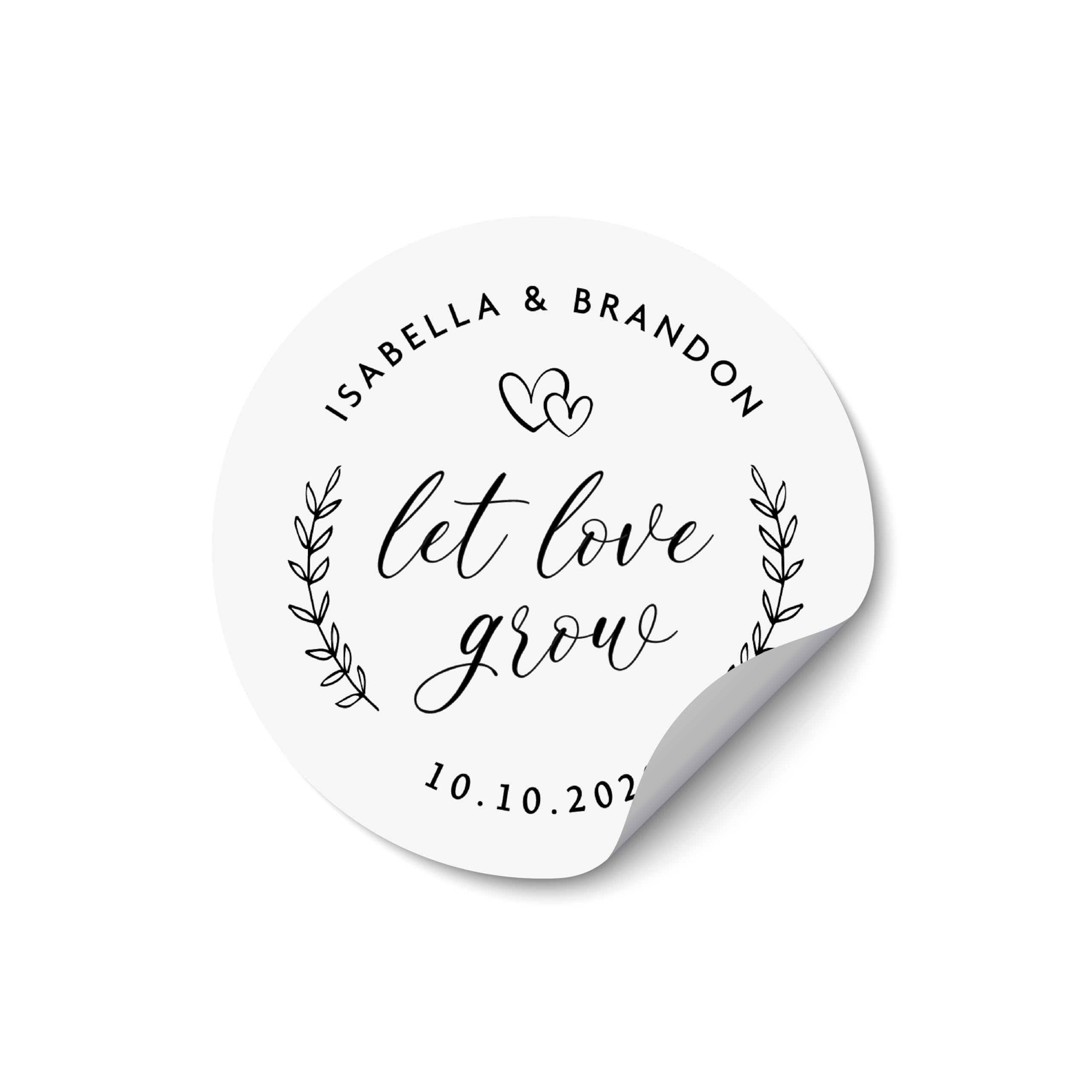 Let Love Grow Wedding Favor Stickers, Seed Packet Stickers for Weddings, Labels for Wedding Succulents, Plant Favor Stickers for Guests - RW27
