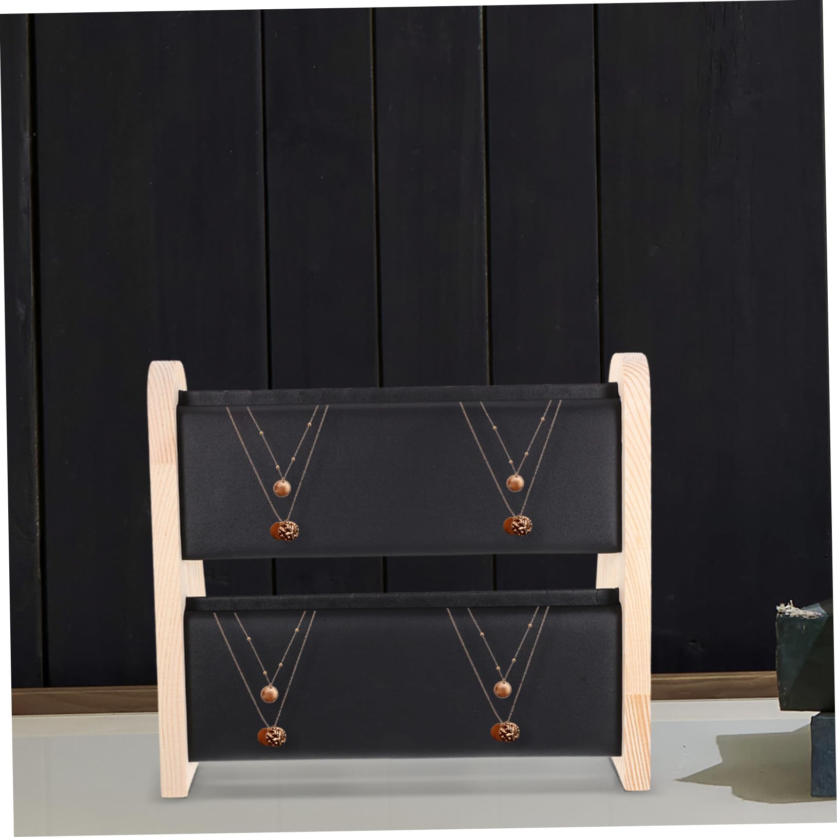 Eleganter Schmuckständer aus Holz für Halsketten und Anhänger Doppellagiges Design mit Großer Kapazität Tisch organizer für Schmuck Stilvolles Wohnaccessoire zur Aufbewahrung und