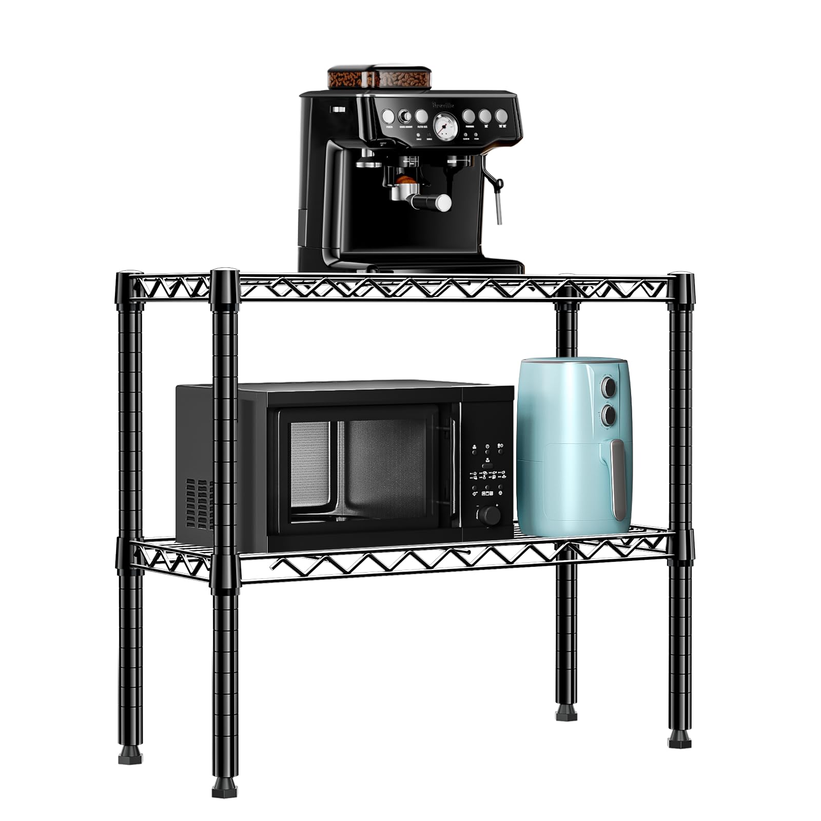 MZG 220 lbs 2 Tier Storage Rack Metal Wire Shelving Unit, Storage Standing Household Shelf Organizer for Laundry Bathroom Kitchen Pantry Closet Basement Utility Room, Black 11.8" D x 27.6" W x 23.4" H