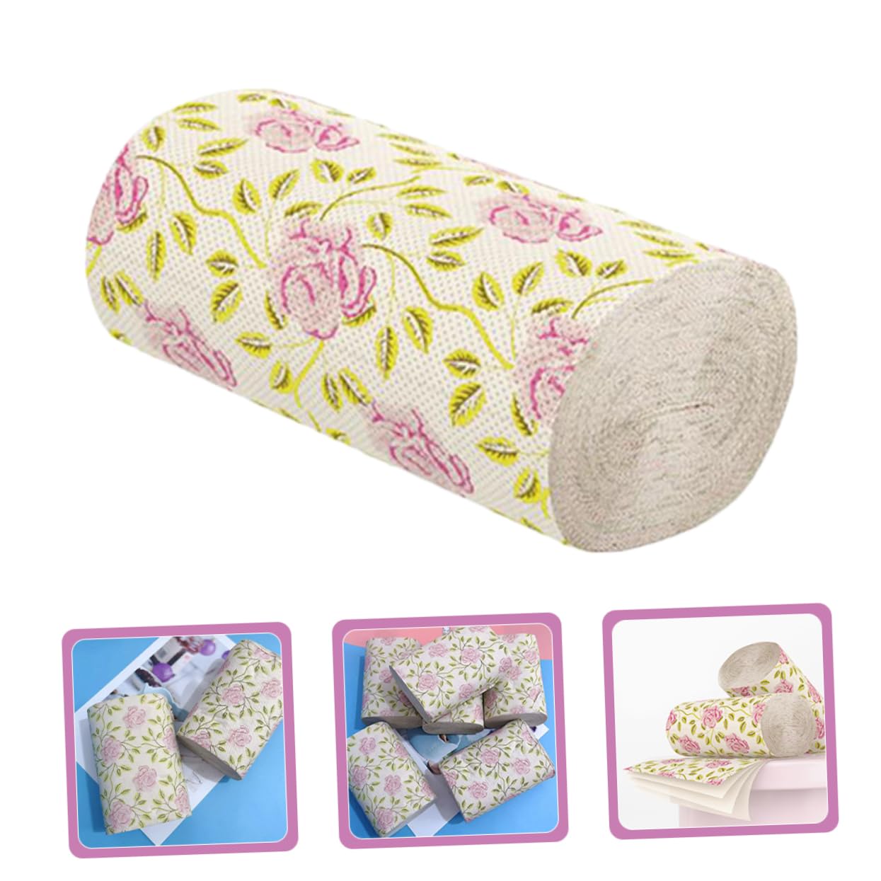 Carta Igienica Morbida e Resistente 10 Pezzi in Bambù con Design Elegante a Rose Motivo Stampato Duraturo, per Uso in Bagno e Tavola per Uso in Bagno e Tavola