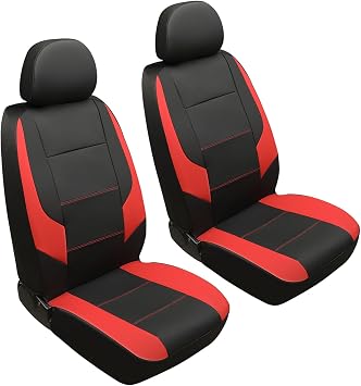 GIANT PANDA 2PCS Front Seat Covers for Hyundai Sonata Elantra Tucson Santa Fe Accent Kona Palisade Genesis Venue Ioniq, Faux Leather Bucket Seat Cover Fit Hyundai Seat Protectors Black & Red