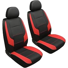GIANT PANDA Front Car Seat Cover for Hyundai, Faux Leather Bucket Seat Covers Custom Fit Hyundai Sonata Elantra Santa Fe Tucson Accent Kona Palisade Genesis Venue Ioniq Red+Black 2-Pack