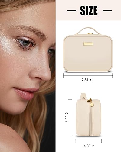 Miniatura 2 de Bolsa de maquillaje, bolsa impermeable de gran capacidad para artículos de tocador de viaje, Blanco, Bolsa de maquillaje acolchada de viaje