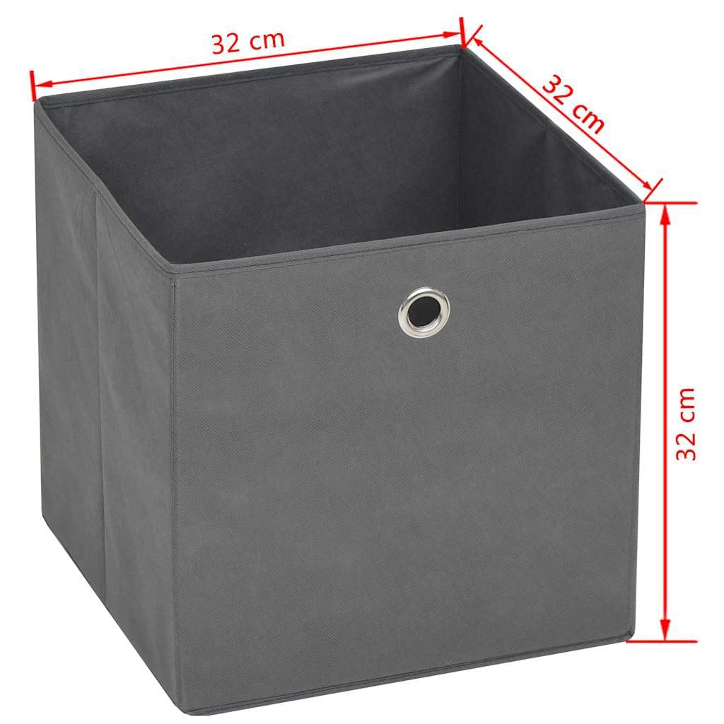 Juego de 4 cajas de almacenamiento, color gris, 32 x 32 x 32 cm, tela no tejida, plegable, organizador para estantería, armario, cajón, hogar, baño, sala de estar