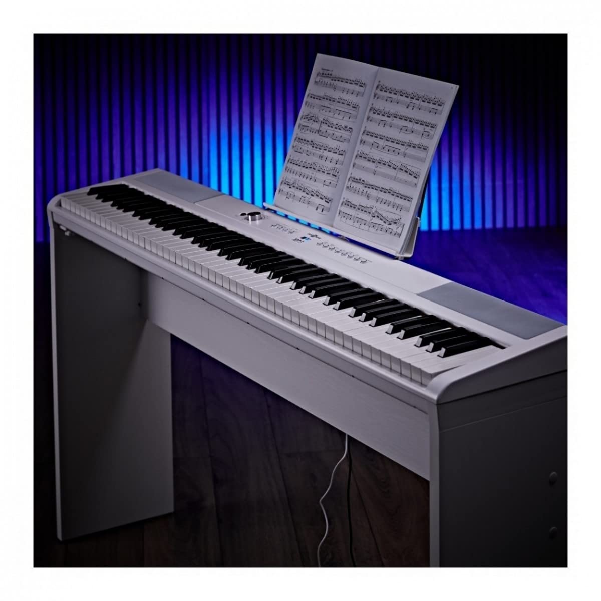 Gear4music Pianoforte Digitale 88 Tasti Pesati con Supporto e Sgabello Bianco