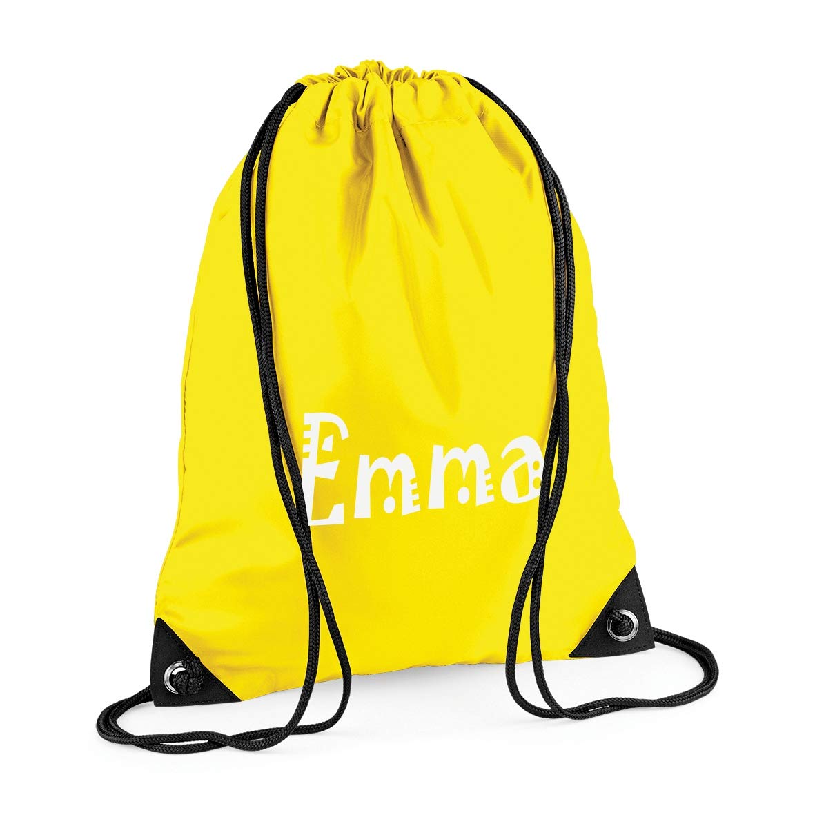 Nametape Express Yellow Gymsac/Pump/Swim Bag/Sack Drawstring Backpack Personalised With Name, Great For School Or Gym (Yellow)