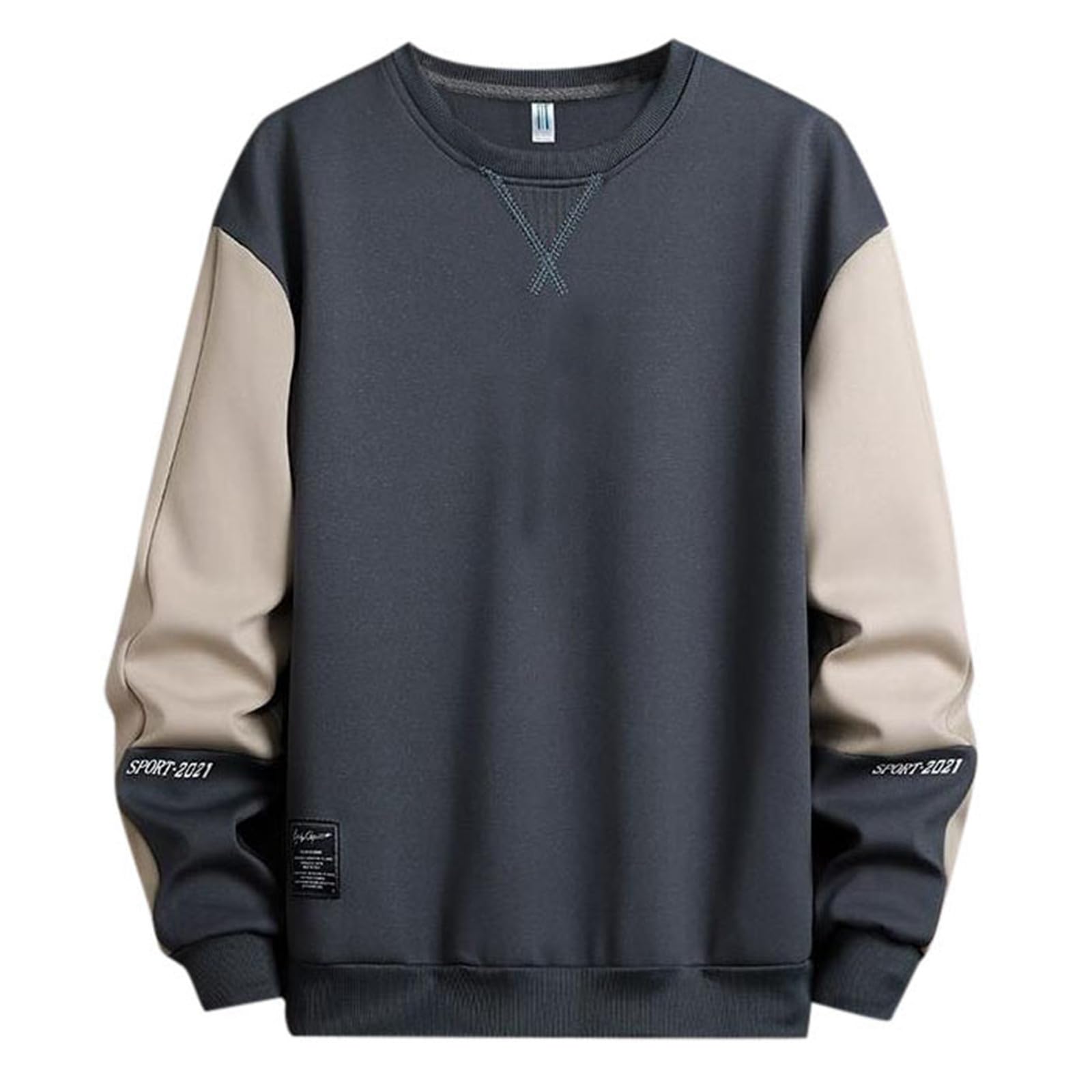 Sudadera de cuello redondo para hombre, pareja lisa, para hombre, manga larga, algodón, mezcla francesa, corte casual, clásico, informal, otoño e invierno