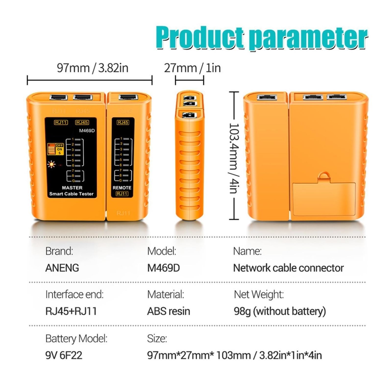 Tester Kabli Sieciowych Narzędzie Sieciowe Narzędzia Do Naprawy Sieci Dokładna Szybka Diagnostyka(2PCS Yellow)