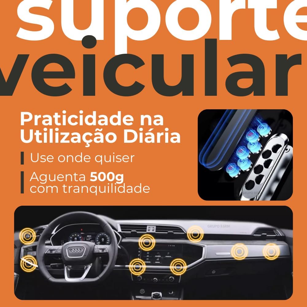Suporte Magnético Veicular 360º Compatível com Todos os Smartphones Instalação Simples Sem Resíduos 2 61yppX9gs6L. AC SL1000