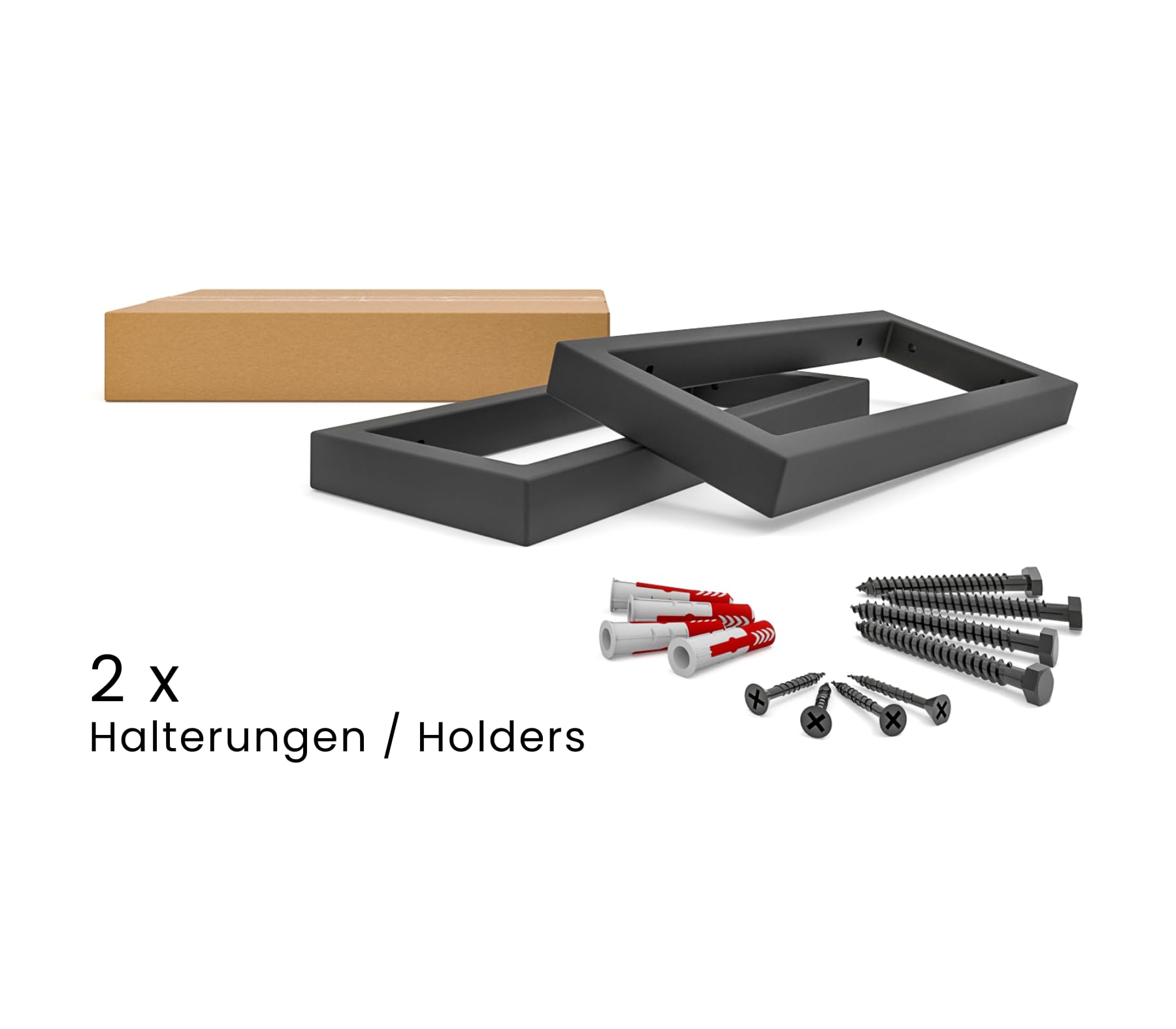 HEVVA 2er-Set Waschtischhalterung - RHEIN - Höhe 15 cm (40 cm, Schwarz) | Waschtischbefestigung, Halterung Waschtischplatte, Wandkonsole für Aufsatzwaschbecken, Waschtischkonsole, Waschtischträger