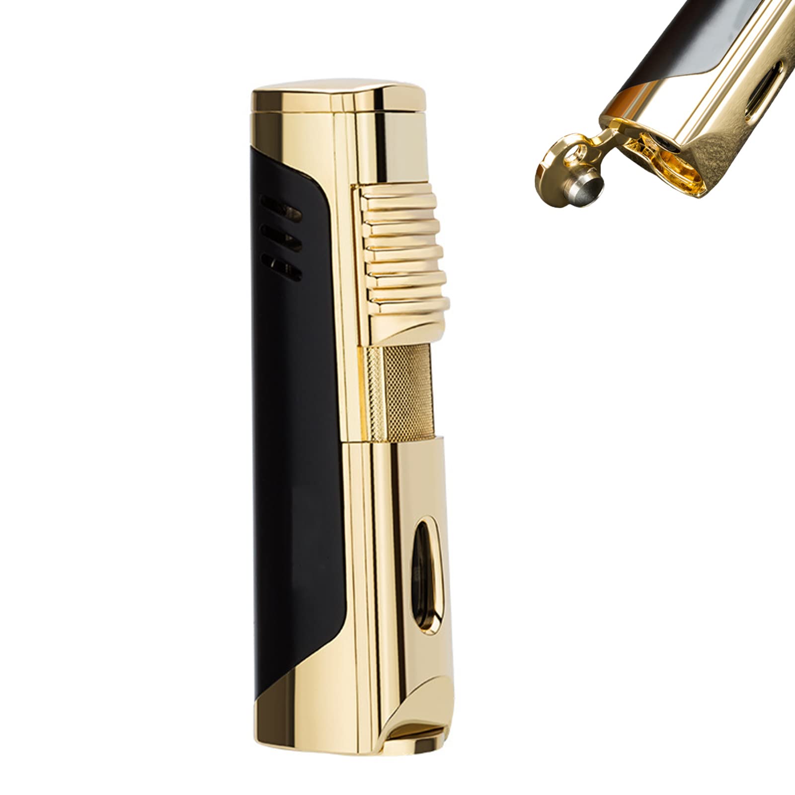 Gadgets Portables Allume Cigare en Métal avec Poinçon Torche Rechargeable Coupe Vent Jet Flamme Accessoires pour Fumer en Plein Air Boîte Cadeau