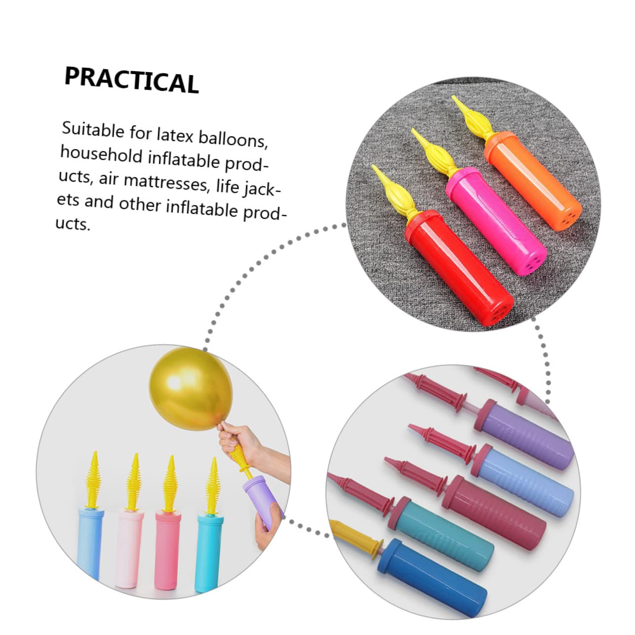Pompa Aria Manuale Portatile per Palloncini, 5 Pezzi in Plastica