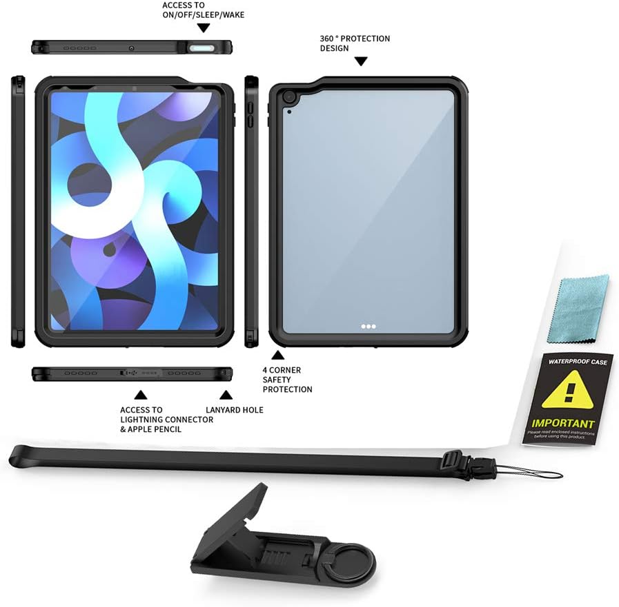 Exсluѕіvе Dіѕсоunt 60% Prісе Ezanmull iPad Air 4 / 4th Generation Case 10.9 Inch 2020 Waterproof Shockproof, with Screen Protector, Kickstand and Strap, Full Protective Heavy Duty Rugged Cover for iPad Air 4 10.9 Inch