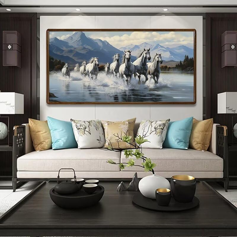 Peinture Diamant Cheval 160x80 cm : Créez une Décoration Murale XXL pour votre Salon