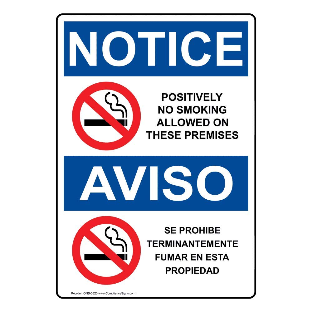 amazon-com-compliancesigns-com-notice-positively-no-smoking-allowed-on-these-premises-bilingual-osha-safety-sign-10x7-in-plastic-for-no-smoking-industrial-scientific for Free Printable No Smoking Signs Amazon.com: ComplianceSigns.com NOTICE Positively No Smoking Allowed On These Premises Bilingual OSHA Safety Sign, 10x7 in. Plastic for No Smoking : Industrial & Scientific for Free Printable No Smoking Signs