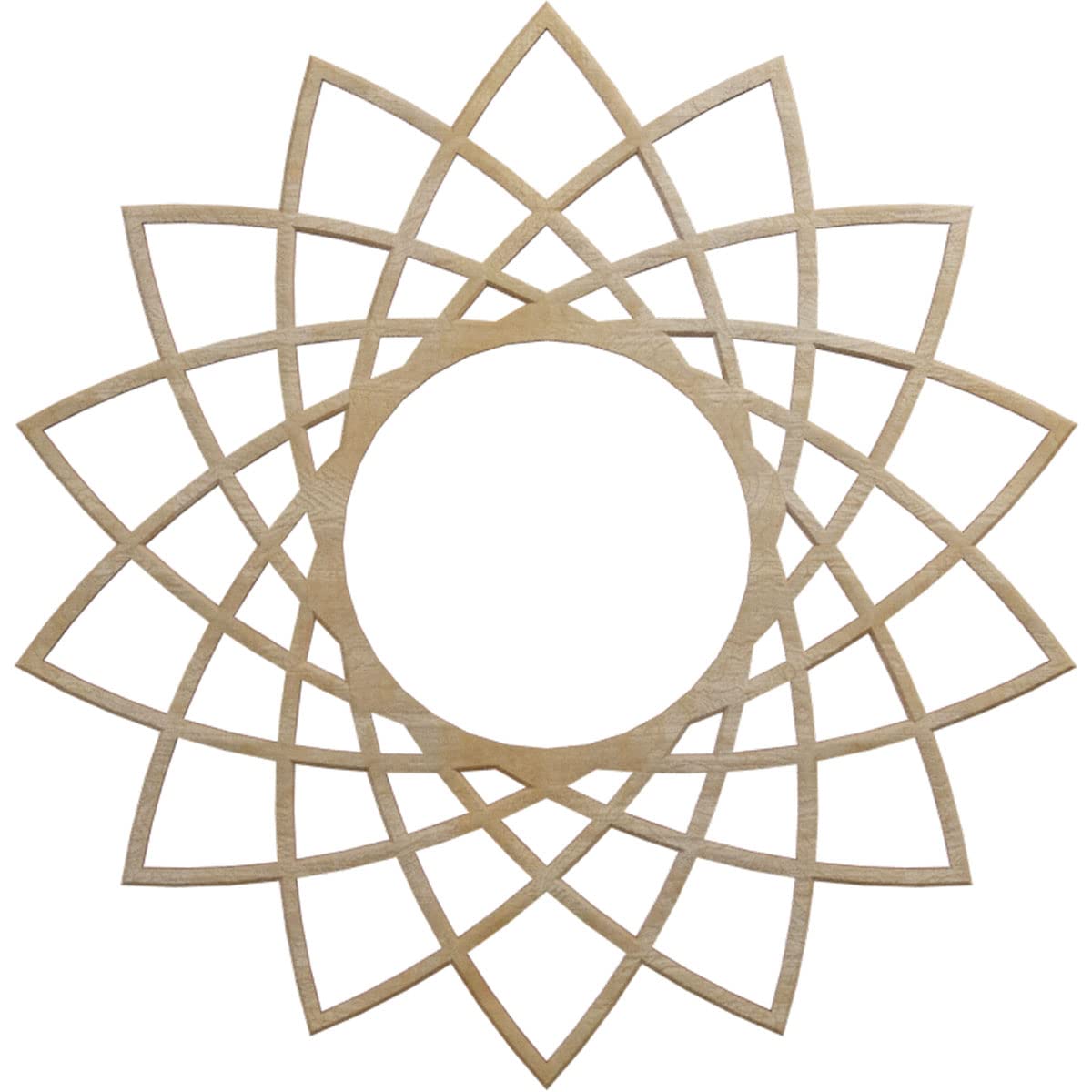 Ekena Millwork 18"OD x 6 7/8"ID x 1/4"T Eleanor Wood Fretwork Pierced Ceiling Medallion, Birch