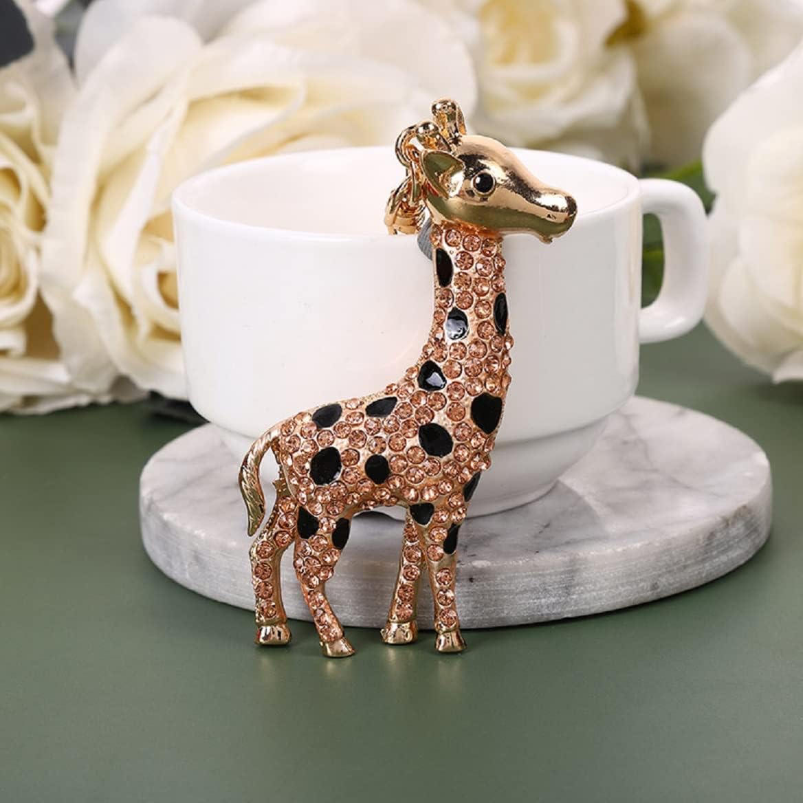 Giraffe Keychain for Women, Cute Giraffe Key Chain, Sparkling Giraffe Key Ring, Funny Giraffe Keychains, Punk Giraffe Amulet Keyring, Rhinestone Giraffe Animal Keychain Accessories - Image 3