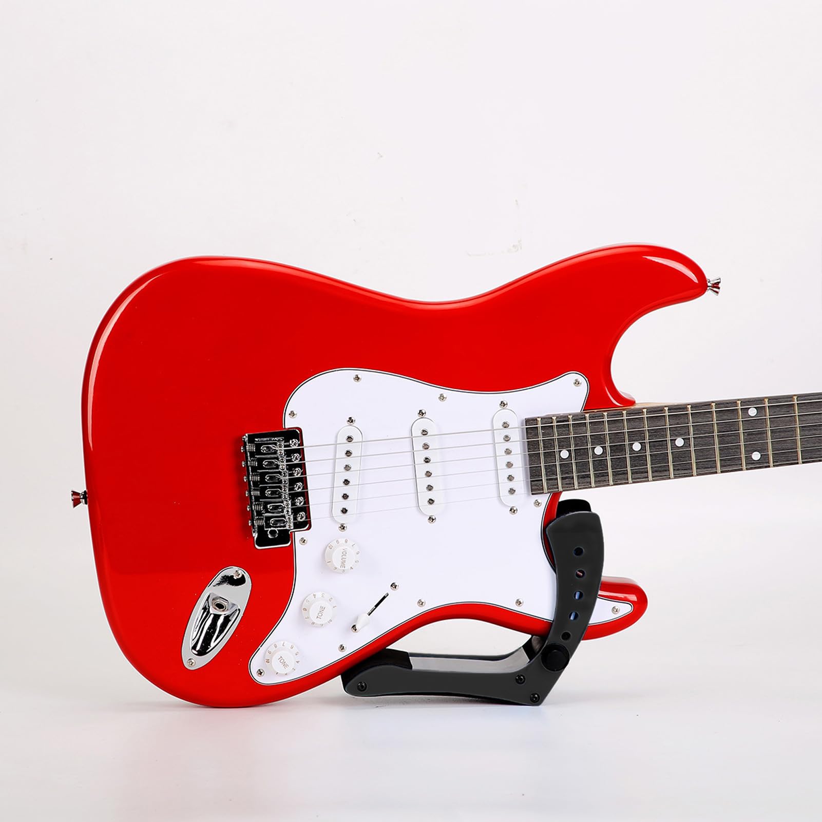 Greensen Soporte para Guitarra Eléctrica, Abrazadera de Acrílico con Almohadillas de Espuma, Ajuste de Altura en 6 Posiciones, de Bloqueo por Enchufe, para Guitarras Eléctricas de (BLACK)