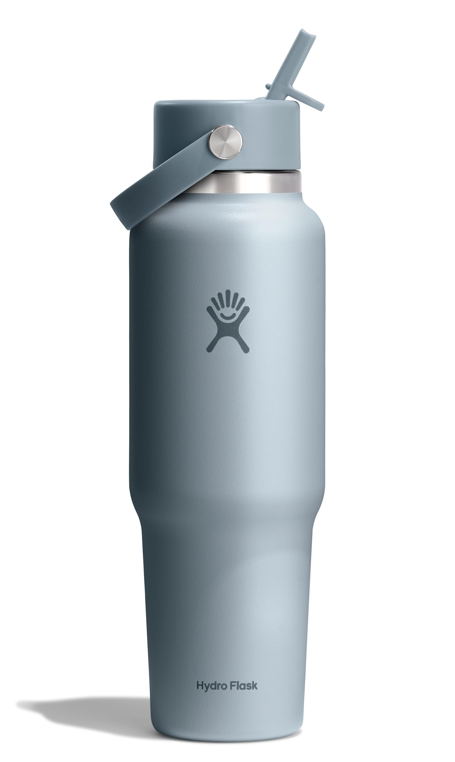 Hydro Flask Travel Water Bottle - Insulated Stainless Steel - Wide Straw Lid, Non Spill, Leakproof in 40 Oz Shale Gray