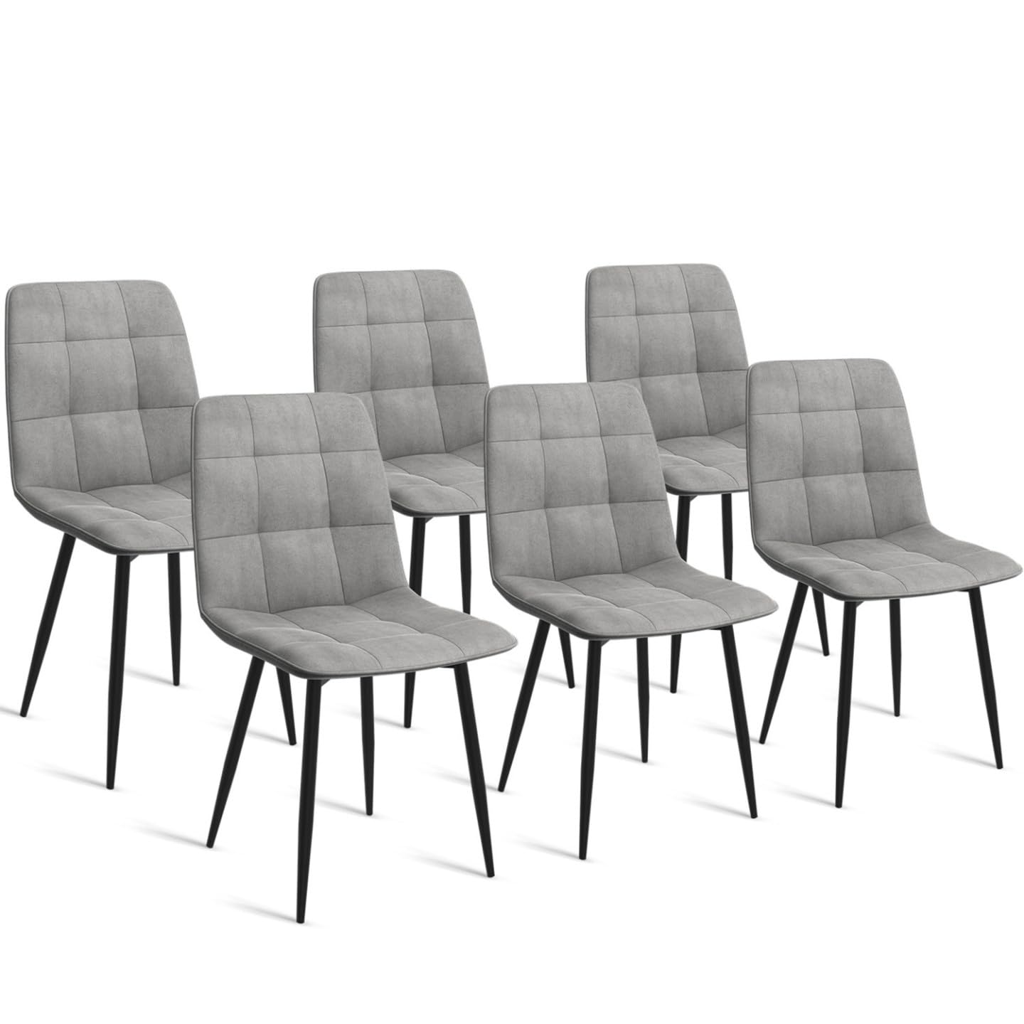 IDMarket - Set di 6 sedie da pranzo in velluto grigio chiaro MILA