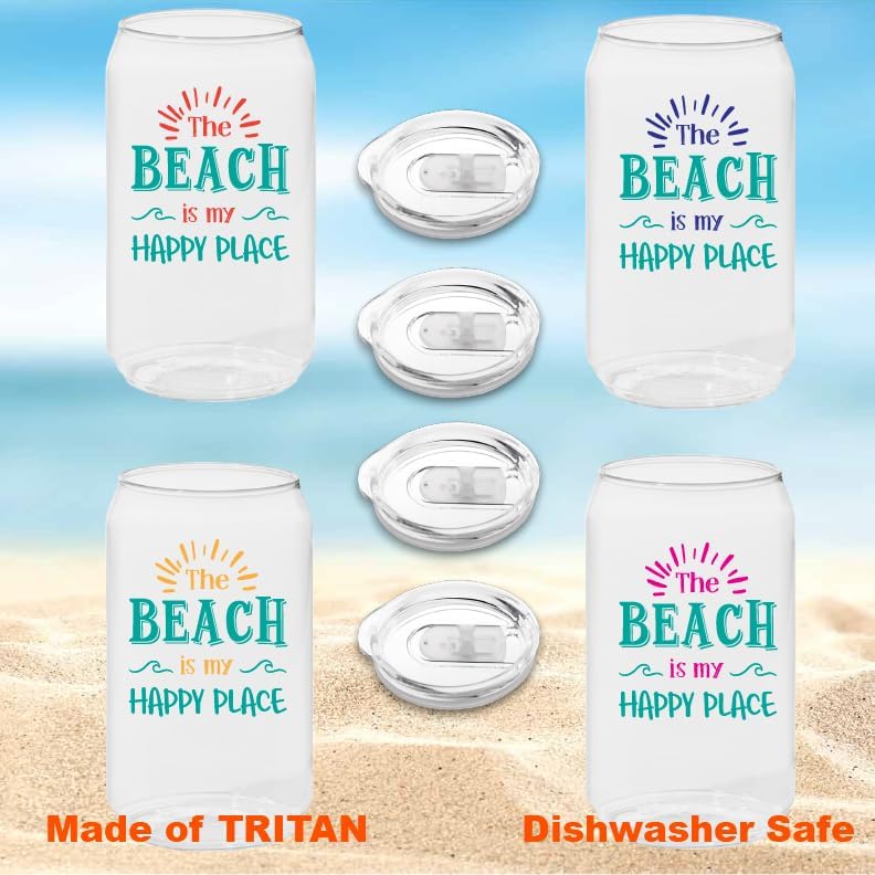 Miniatura 2 de Wine-Oh! Juego de 4 tazas irrompibles de TRITAN sin tallo de 16 onzas con tapas, fabricadas en Estados Unidos e impresas comercialmente, aptas para