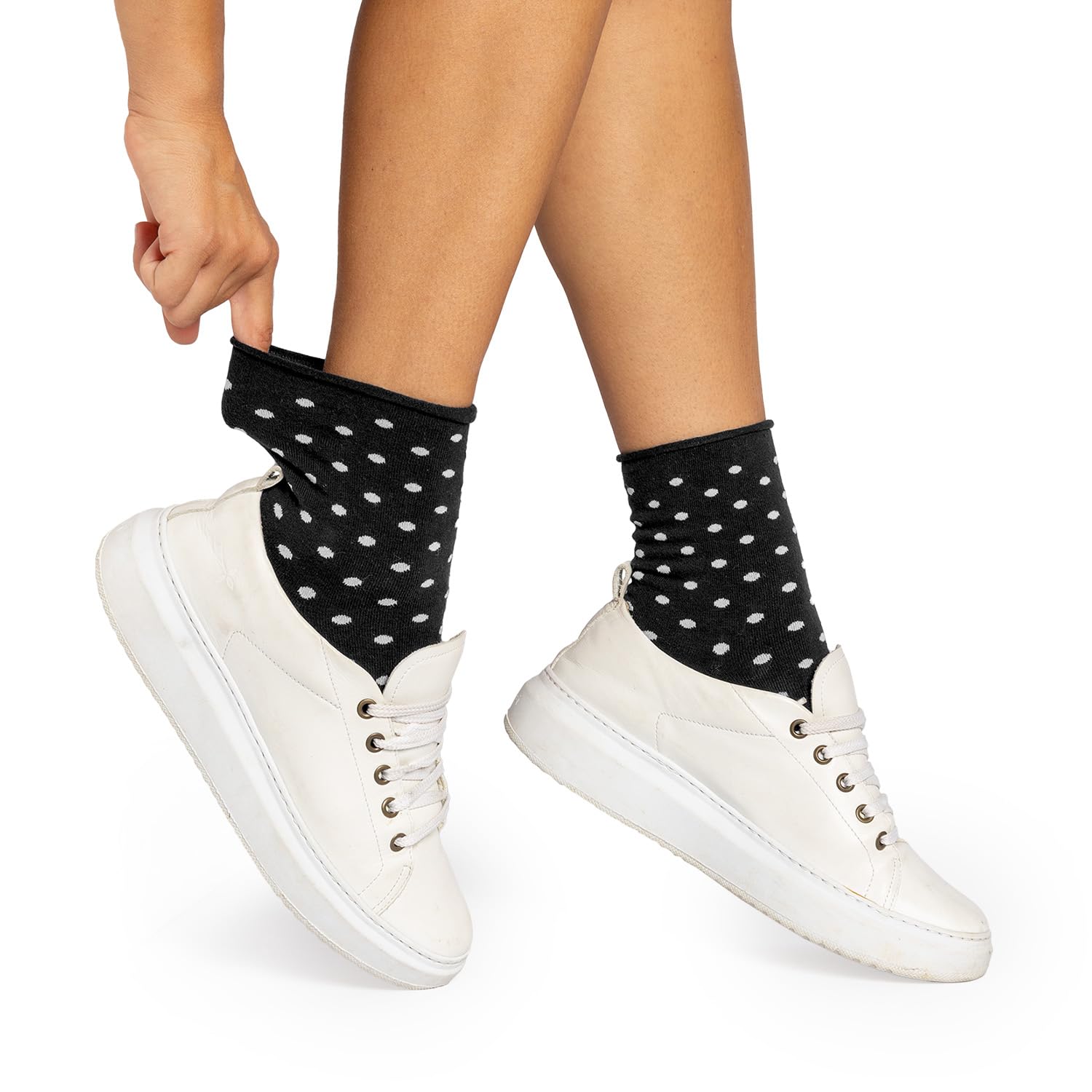 alber's SENSITIVE - 5 Pairs Women's Cotton Crew Socks, Super Comfort, Non Binding Top, for Sensitive Feet, Fantasy Mix 2, Size 3.5-5
