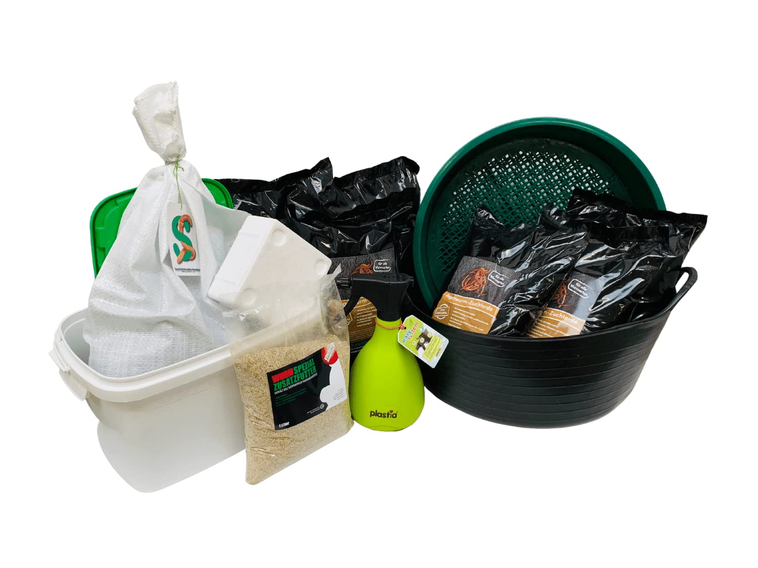 XXL Wurmzucht - mit 0,5 kg Wurmmix (ca. 600 St.) Riesen-Rotwürmer - Dendrobena, incl. Zuchtbehälter (mit Zuchtbox) Angelwürmer, Futterwürmer, Regenwürmer, Würmer, Angelköder, Lebendköder, Wurmfarm