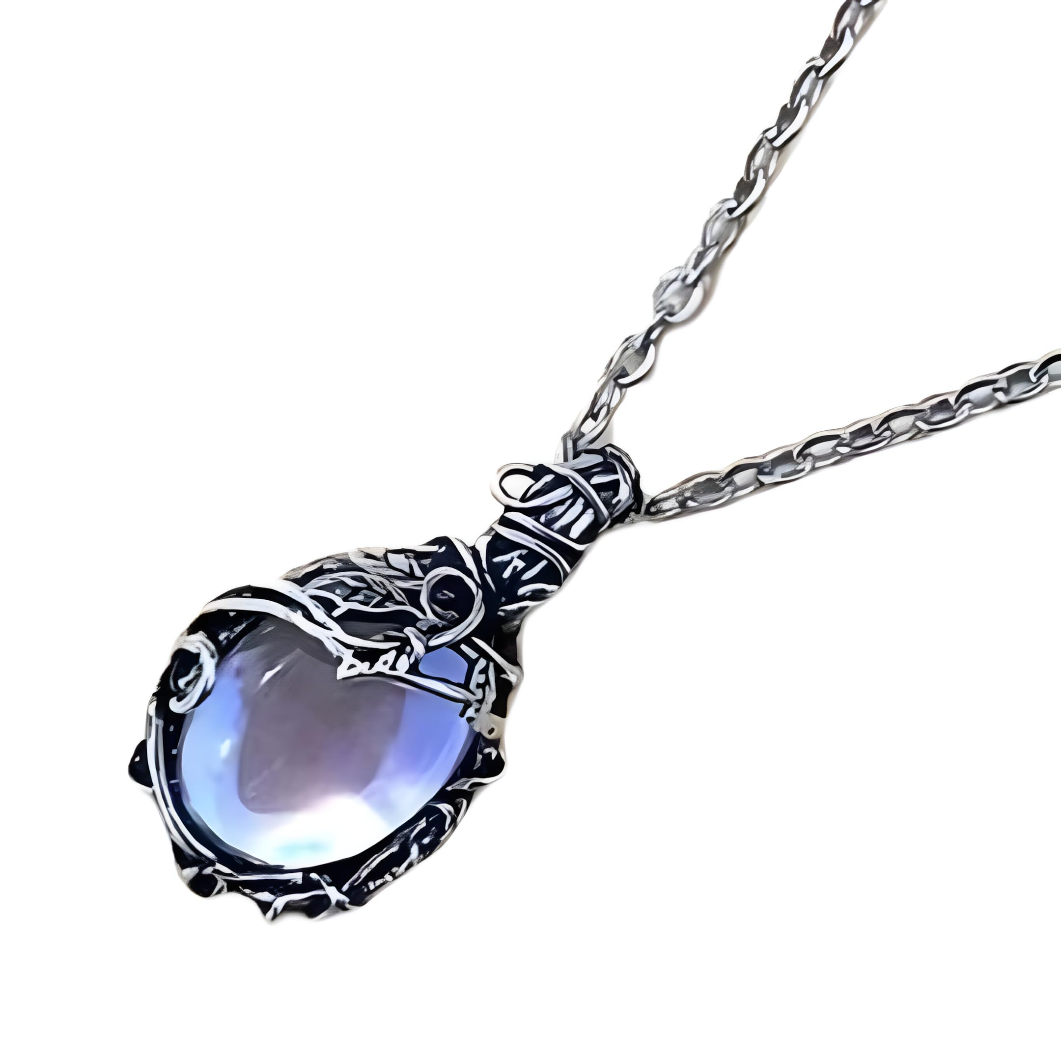 Collier pendentif aurore boréale en acier durable au fini argenté - 8