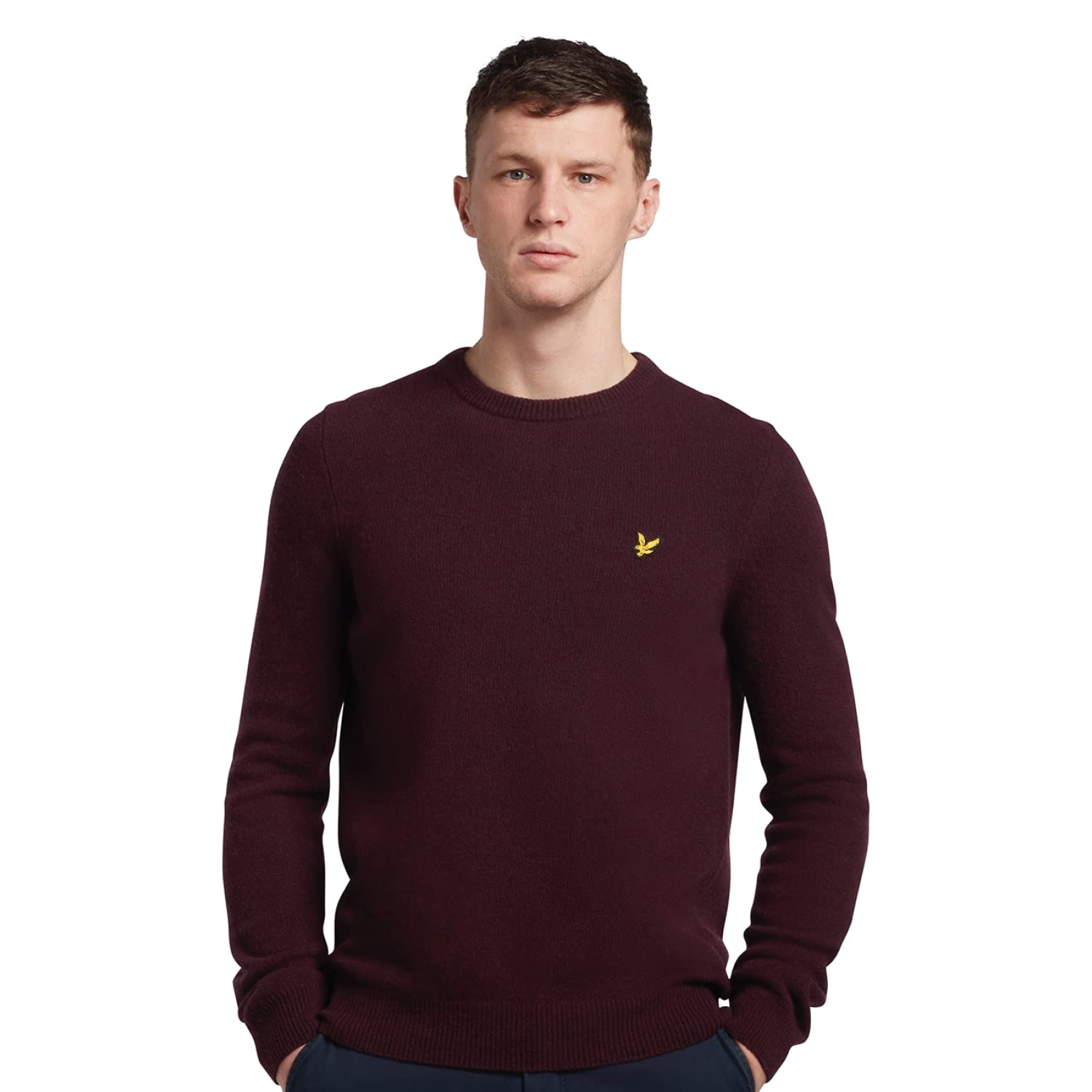 Lyle & Scott Crew Neck Lambswool Jumper Burgundy Marl S