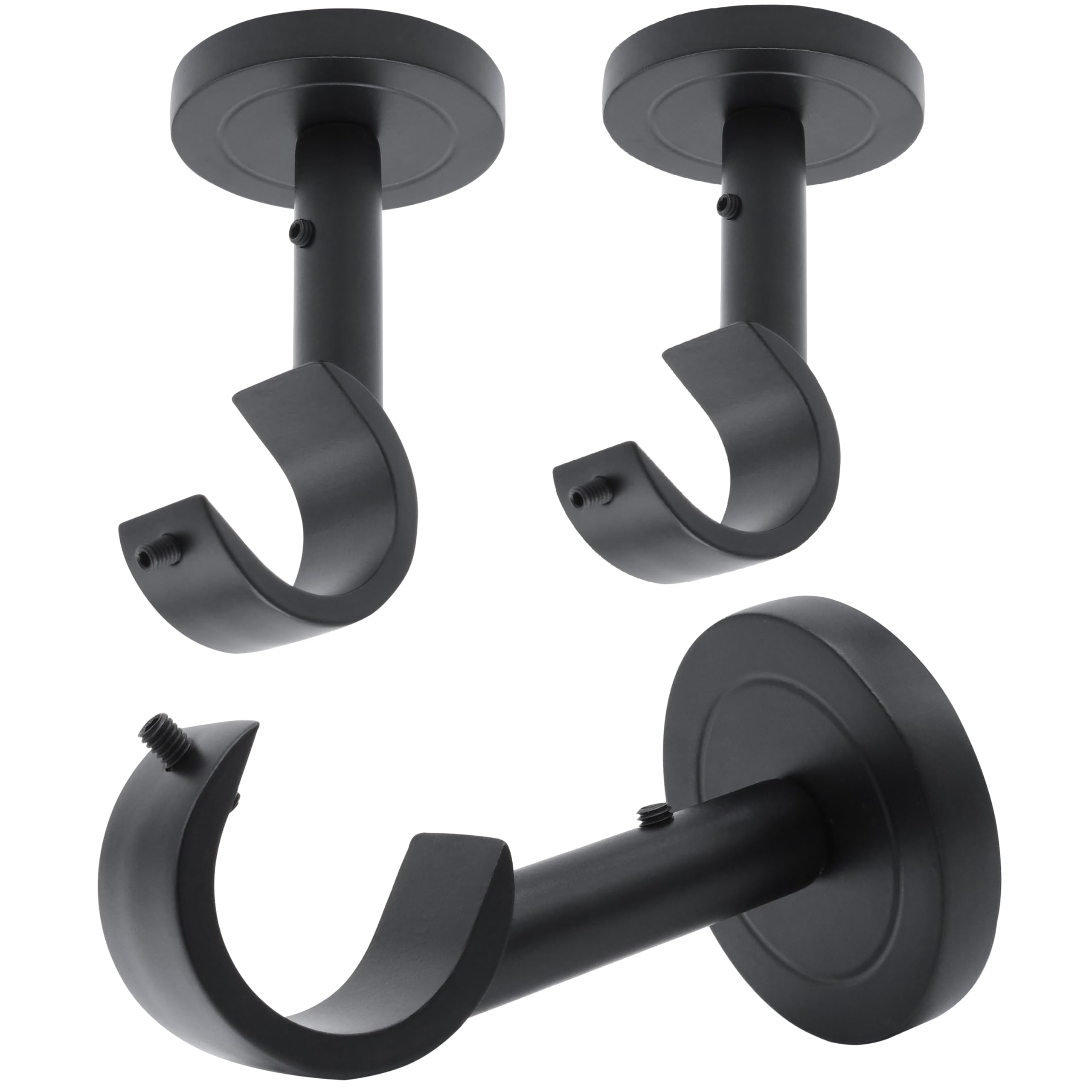 Heavy Duty Ceiling Mount Curtain Rod Brackets, Curtain Rod Holders, 3 Pack