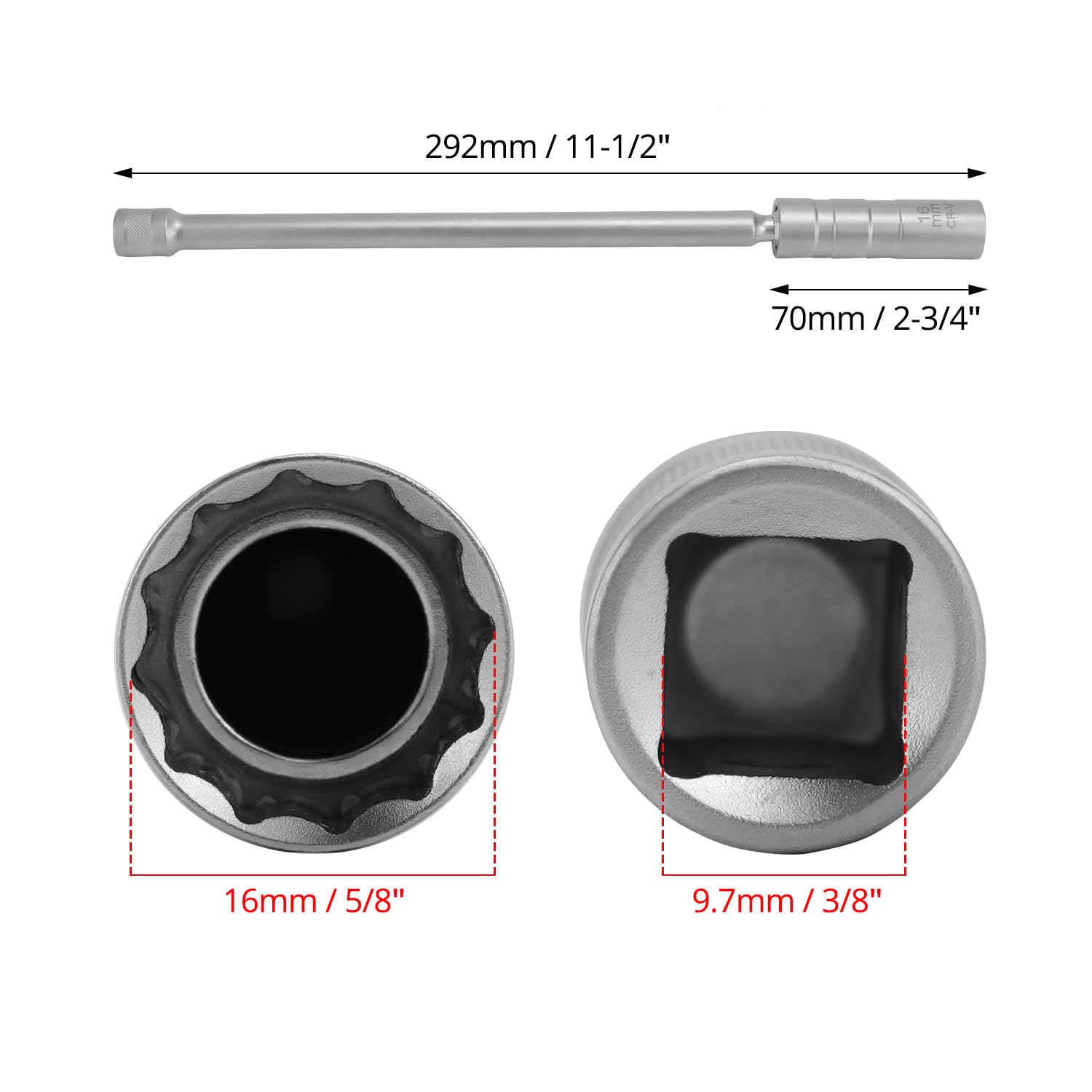 LEXIVON Clé à Bougie, Douille De Bougie 16mm, Et Longueur Totale De 15cm, Outils Pour Bougie D'allumage Avec Magnétique Pivotante Pour Voitures Et Motos, Extracteur De Bougie D'allumage (LX-121