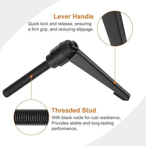 Miniatura 145 de uxcell Perillas ajustables M8 x 3.150 in, rosca macho, botón de trinquete, bloqueo rápido, perno giratorio para maquinaria de torno, color negro