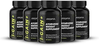 ayuvya i-Gain+ - New & Improved Ayurvedic Weight Gainer Formula|Supports Digestion & Muscle Mass|100% Ayurvedic|Pack of 5 count, 90 capsules