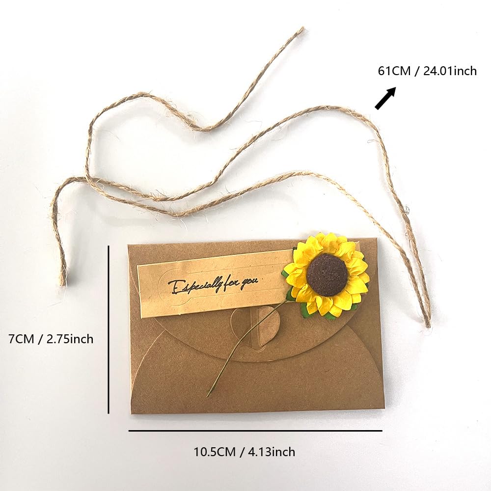8 Biglietti Di Auguri Con Fiori Secchi E Buste Kraft - Fatti A Mano Per Matrimonio E Festività