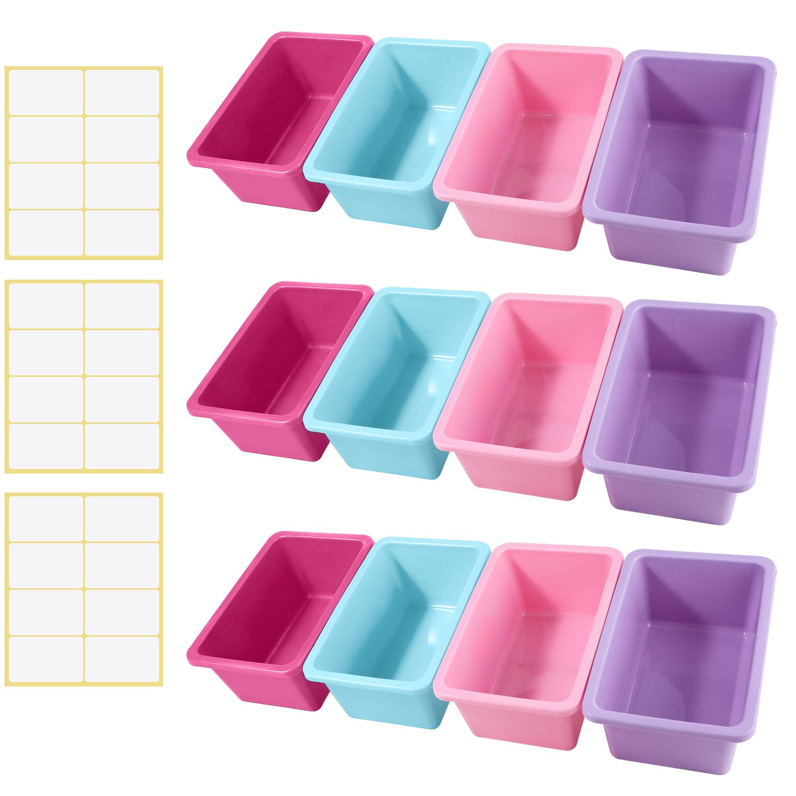 10Pieces Plastic Cubby Bins Office Kids Storage Container Kids Toy Storage Organizer Bins with 1 Pack Self Adhesive Label for Classroom (Retro Colors, 11.6 x 7.7 x 4.9 Inch