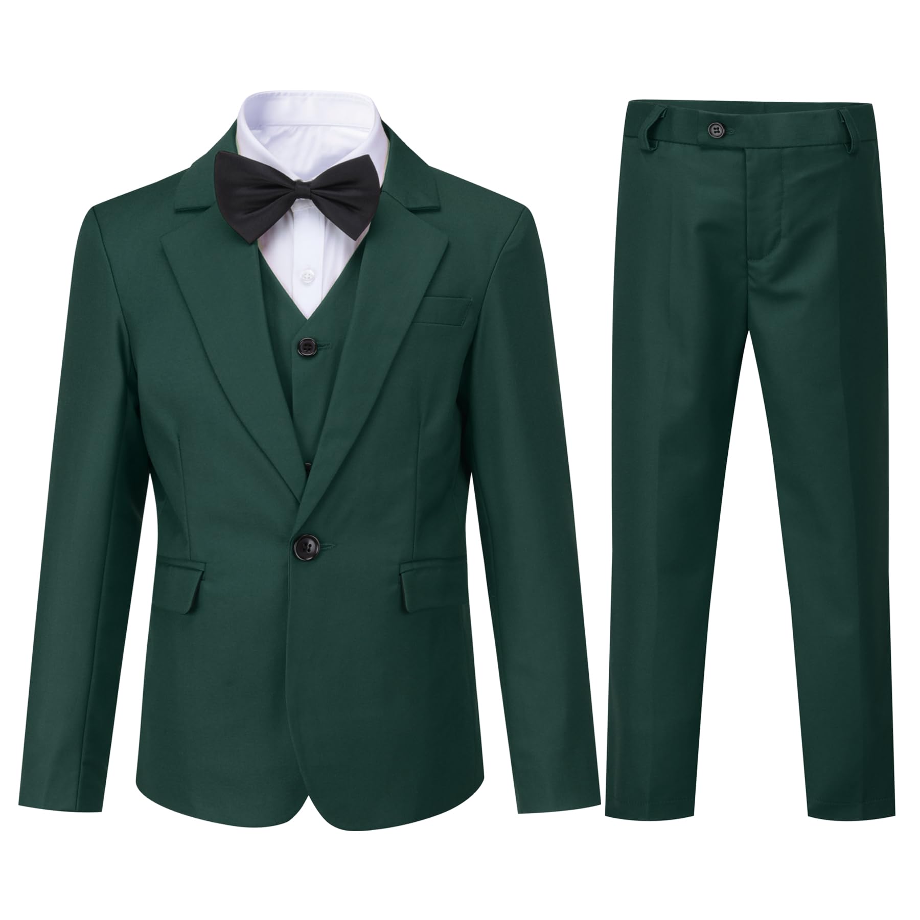 Sliktaa Garçon Costumes 3 pièces Classiques Simple Bouton Revers Veste de Sport Gilet Pantalons Longs Mariage fête et Bal de Fin d'année pour garçons