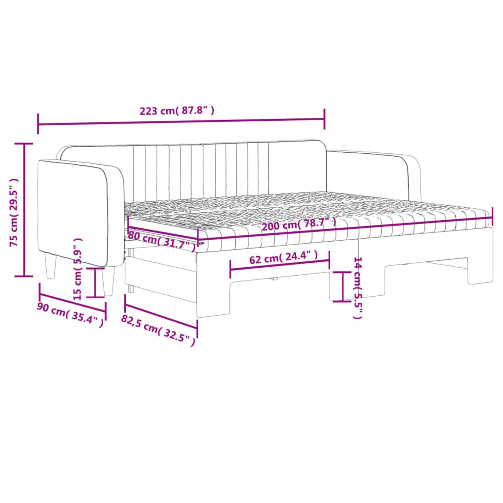 ATOMSTACK MAKER Divano letto pieghevole 2 in 1, in velluto, con 2 materassi in schiuma da 80 x 200 cm, struttura in legno e metallo, design moderno minimalista, per soggiorno o camera da letto degli