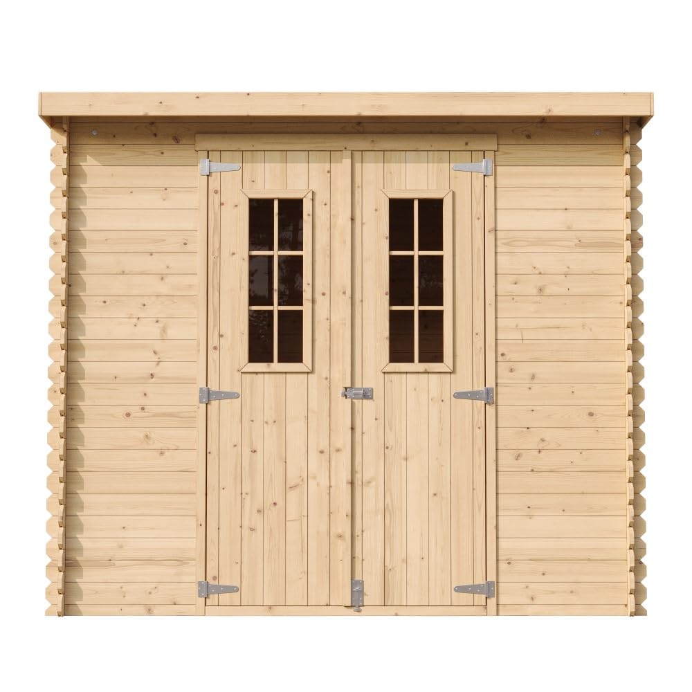 TIMBELA M310C Drewniany domek ogrodowy – szopa ogrodowa z drewna, szer. 239 x dł. 142 x wys. 200 cm / 2,63 m², szopa na rower, wodoodporny dach