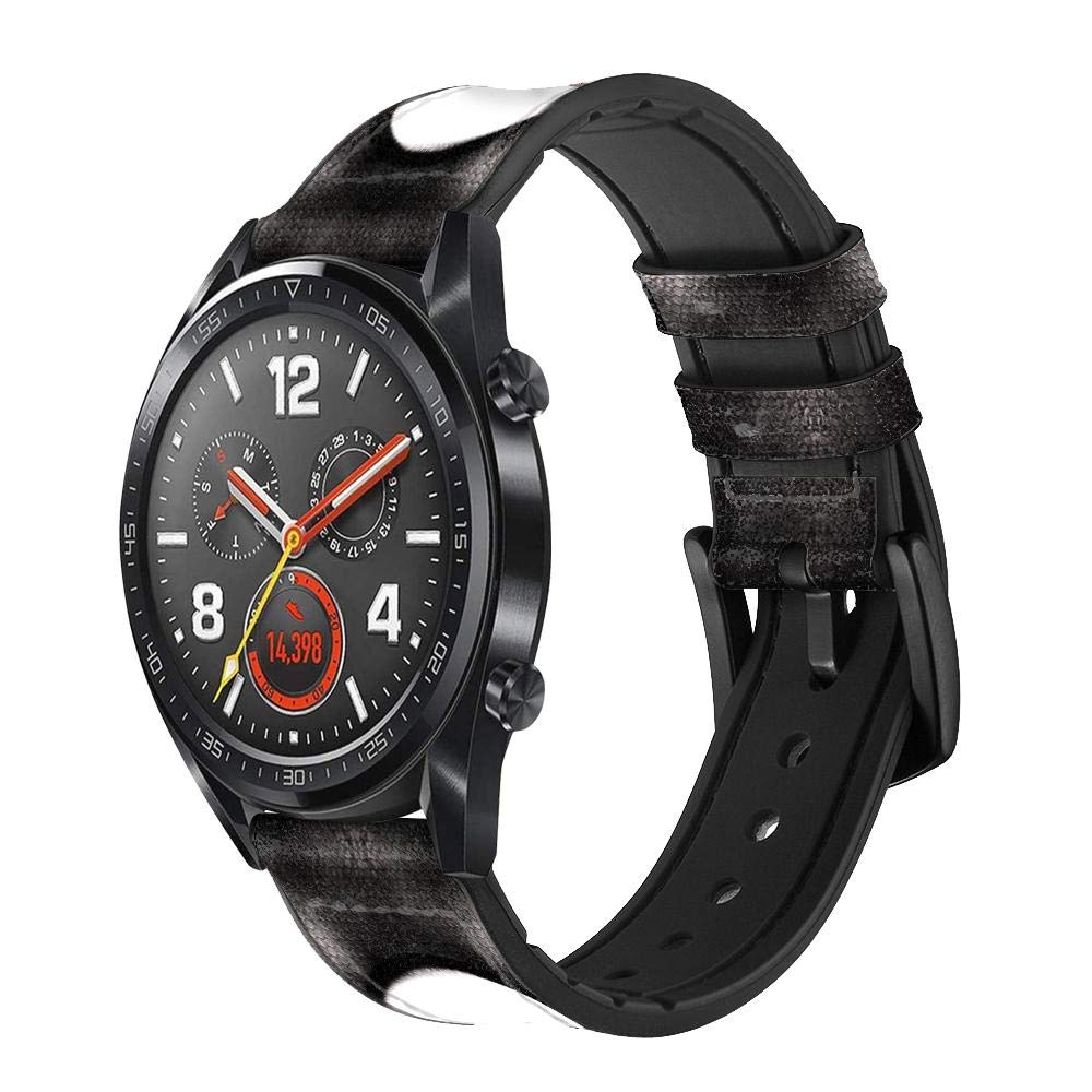 Innovedesire Yin Yang Symbol Bracelet de Montre Intelligente en Cuir et Silicone pour Wristwatch Smartwatch Smart Watch Taille (22mm)