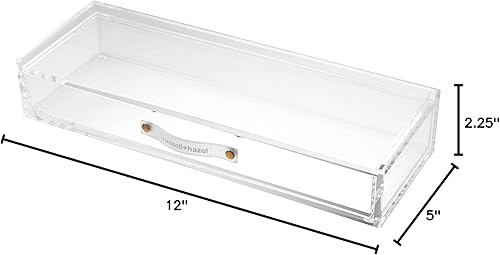 Miniatura 8 de russell+hazel Organizador de cajones de acrílico, suministros de oficina, transparente, con asa, 4.5 x 12 x 2.25 pulgadas (93924)