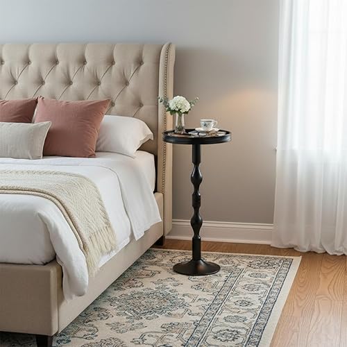 Miniatura 6 de Mesa redonda pequeña para bebidas, mesas de pedestal, mesa auxiliar redonda pequeña para espacios estrechos, mesa auxiliar para sala de estar,