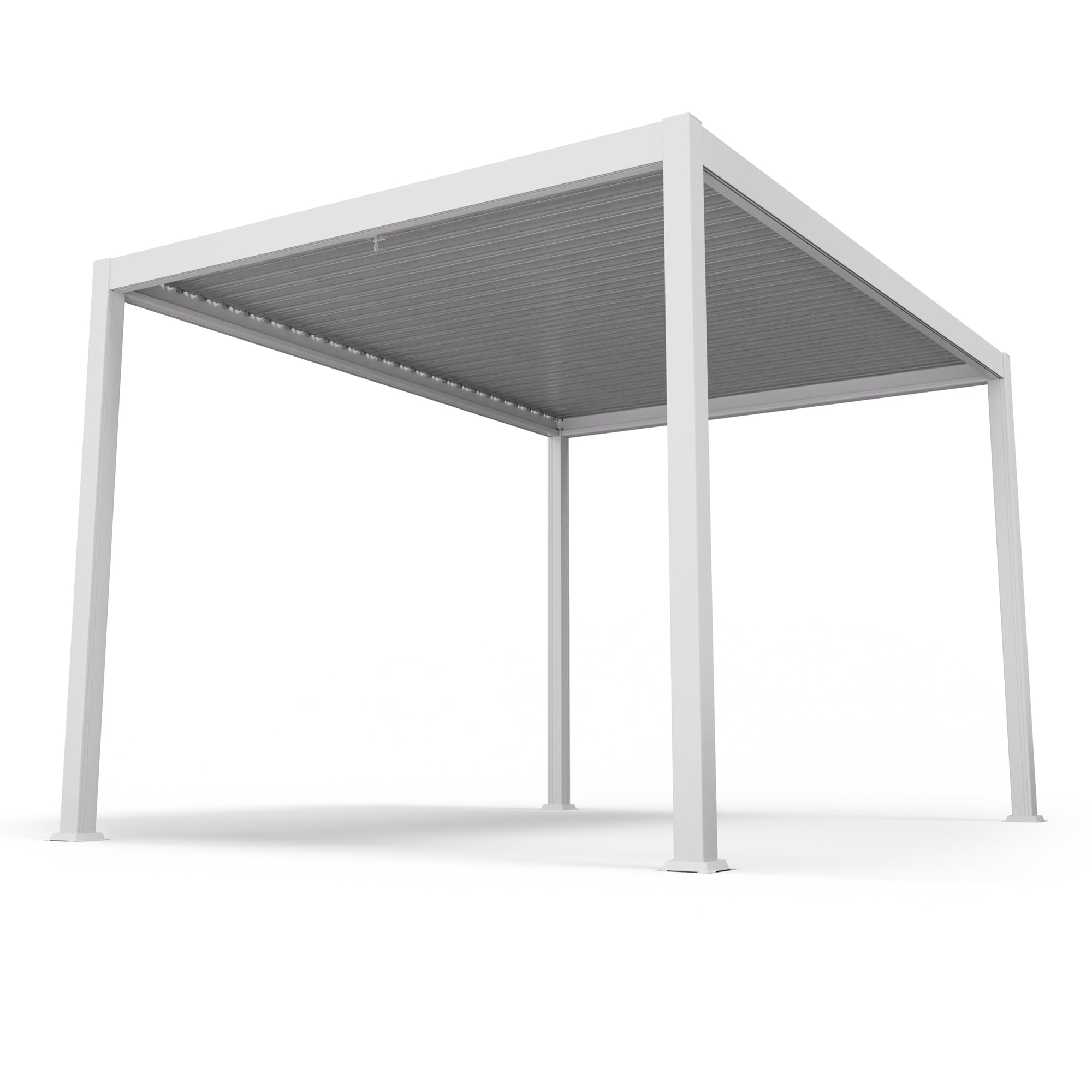 Blumfeldt Tonnelle de Jardin 3x4m, Pergola Bioclimatique avec Toit à Lamelles Réglable, Cadre en Aluminium, Résistant aux Intempéries, Blanc, Facile à Assembler
