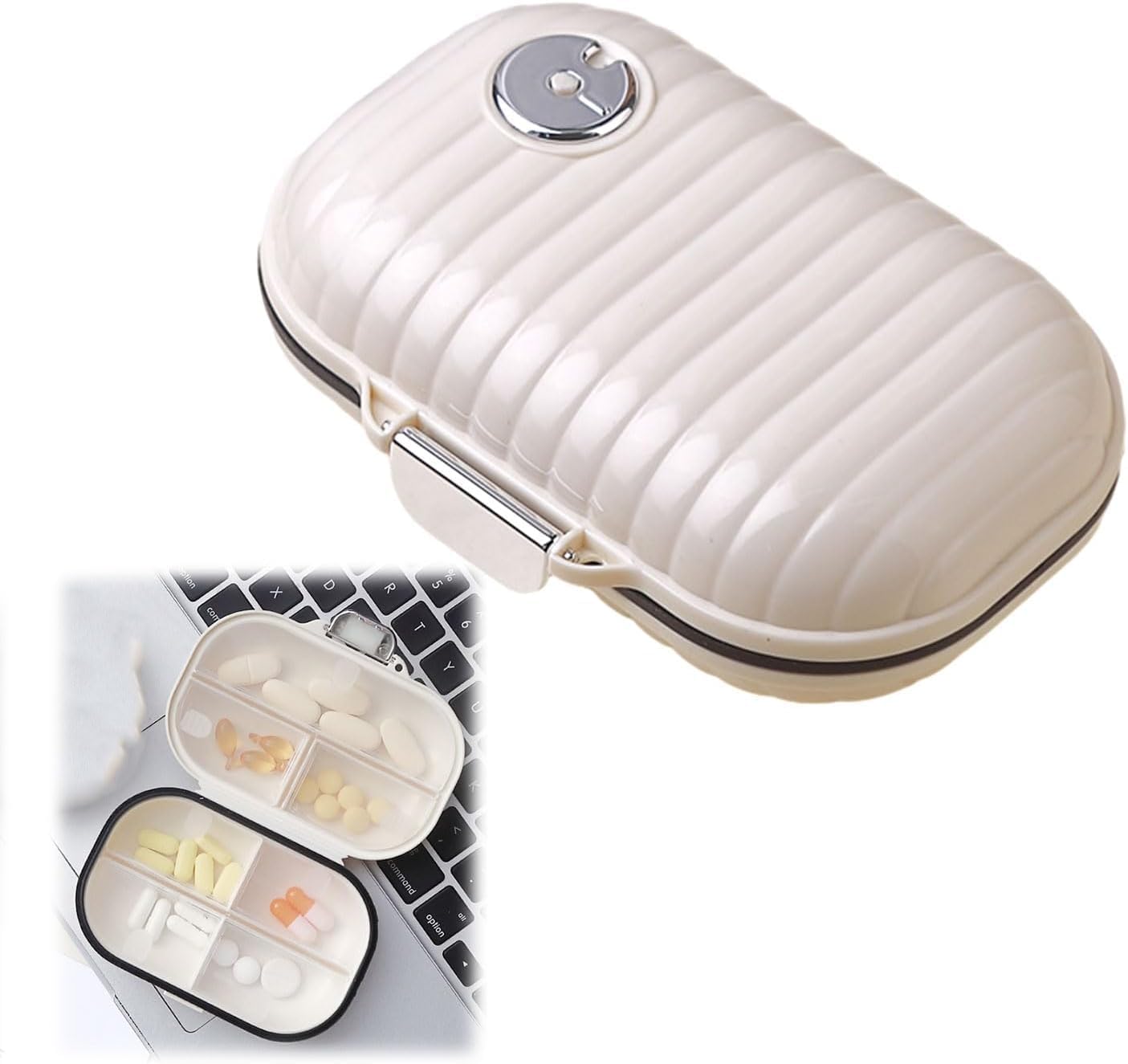 MVM Enterprise Travel Pill Box, Portable Pill Box with 7 Compartments, Moistureproof Travel Pill Organiser, 7 Day Pocket Pharmacy Small Daily Pill Box for Travel