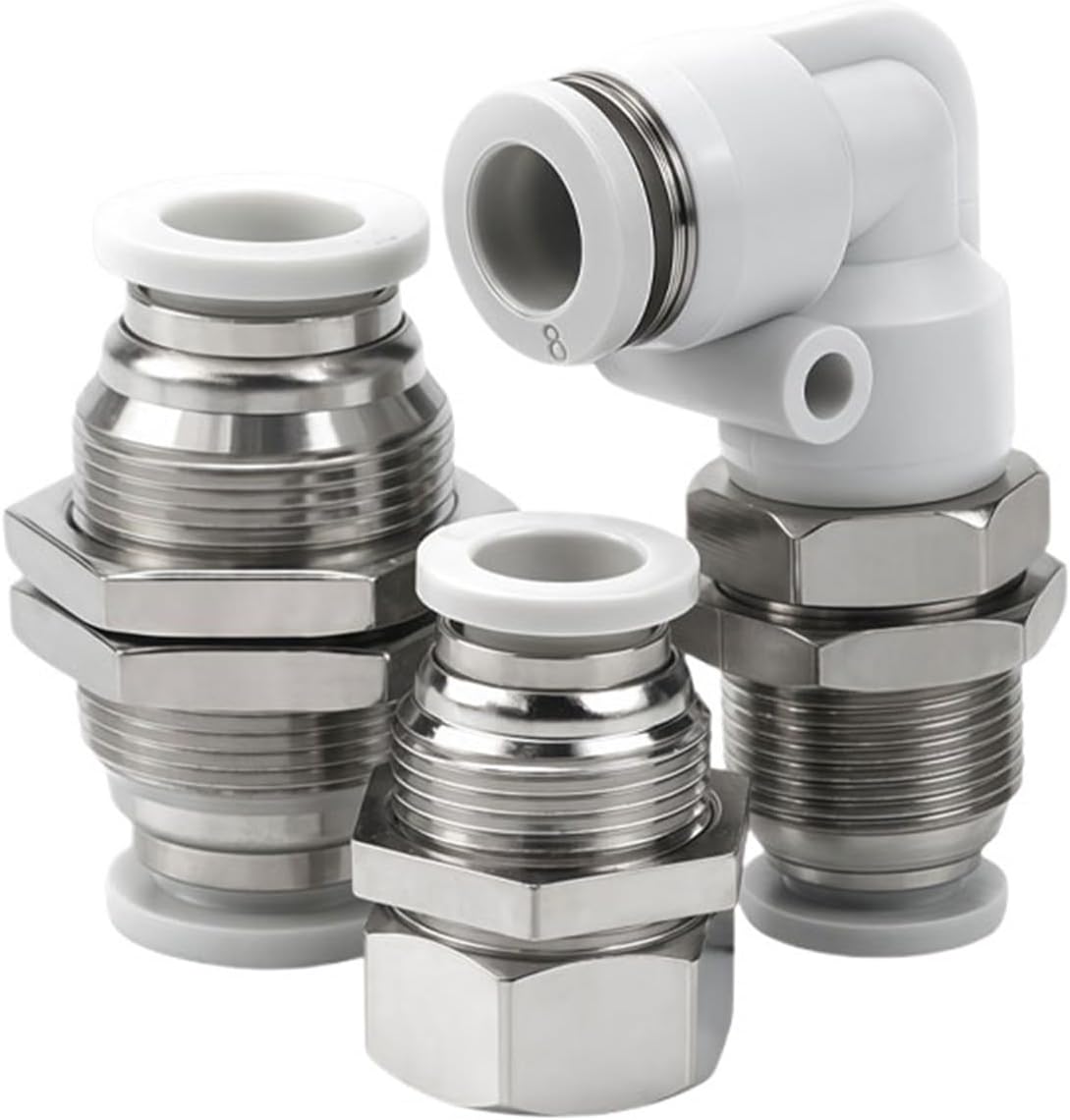1/10/20 PCS PLM 4-16mm Bulkhead Elbow Pneumatic Fitting L-Type Push-in Air Hose Tube Connector(PLM-10,1 PC)