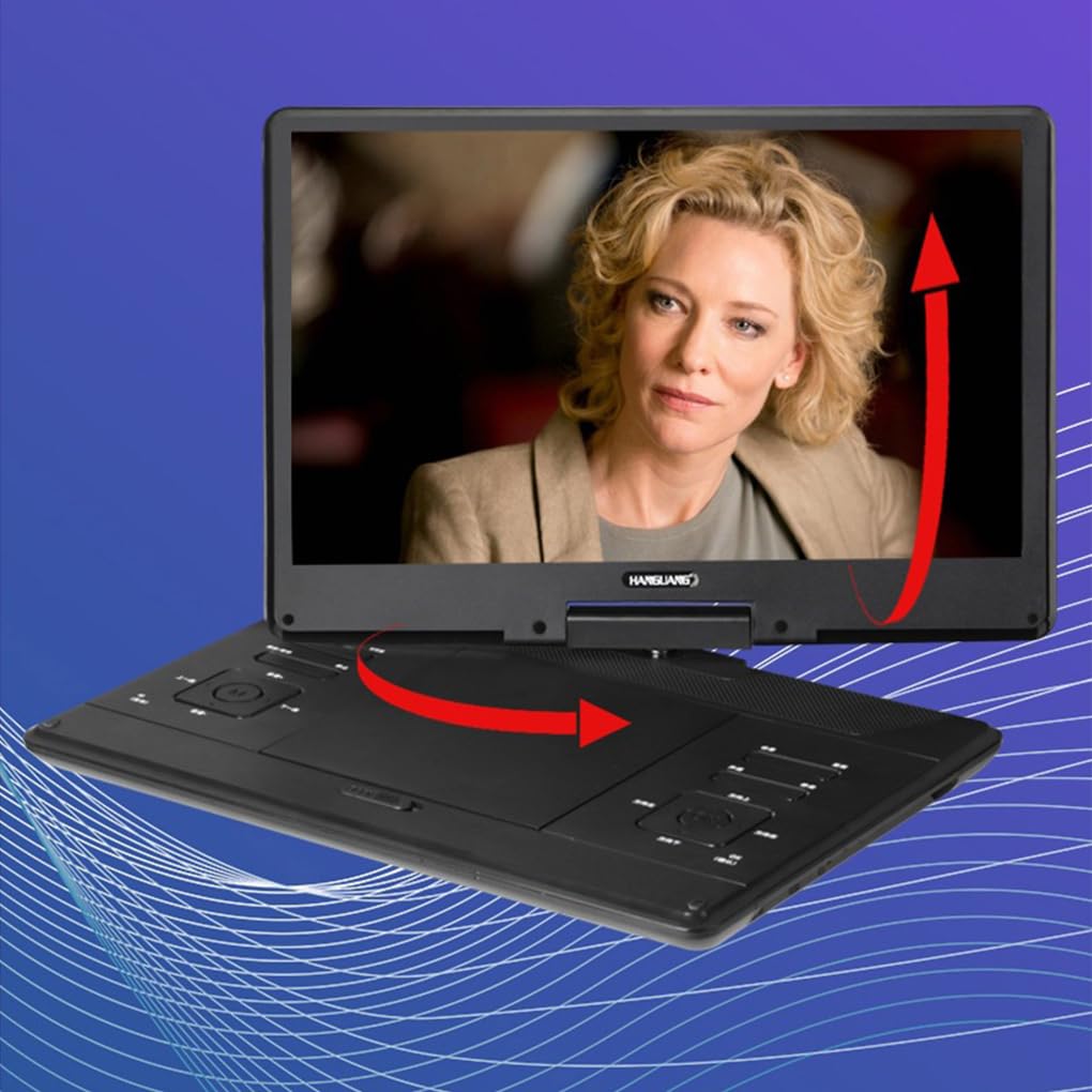 Reproductor de DVD para TV con instalación de aplicación y Conectores para Auriculares. Admite Unidad Flash USB y reproducción Discos. Reproductor DVD ABS para TV, 15.4 Pulgadas
