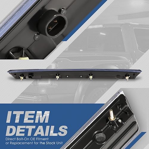 Miniatura 3 de Auto Dynasty Luz trasera LED completa de tercera luz trasera de freno compatible con Chevy Suburban Tahoe 15-20, montaje alto, carcasa cromada lente