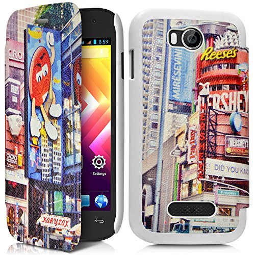 KARYLAX Seluxion - Coque Housse Etui à Motif KJ26 Rabat latéral et Porte-Carte pour Wiko Iggy + Film de Protection