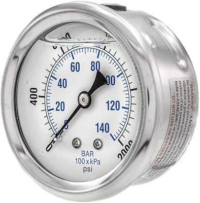 Liquid Filled Center Back Mount Pressure Gauge with 2.5