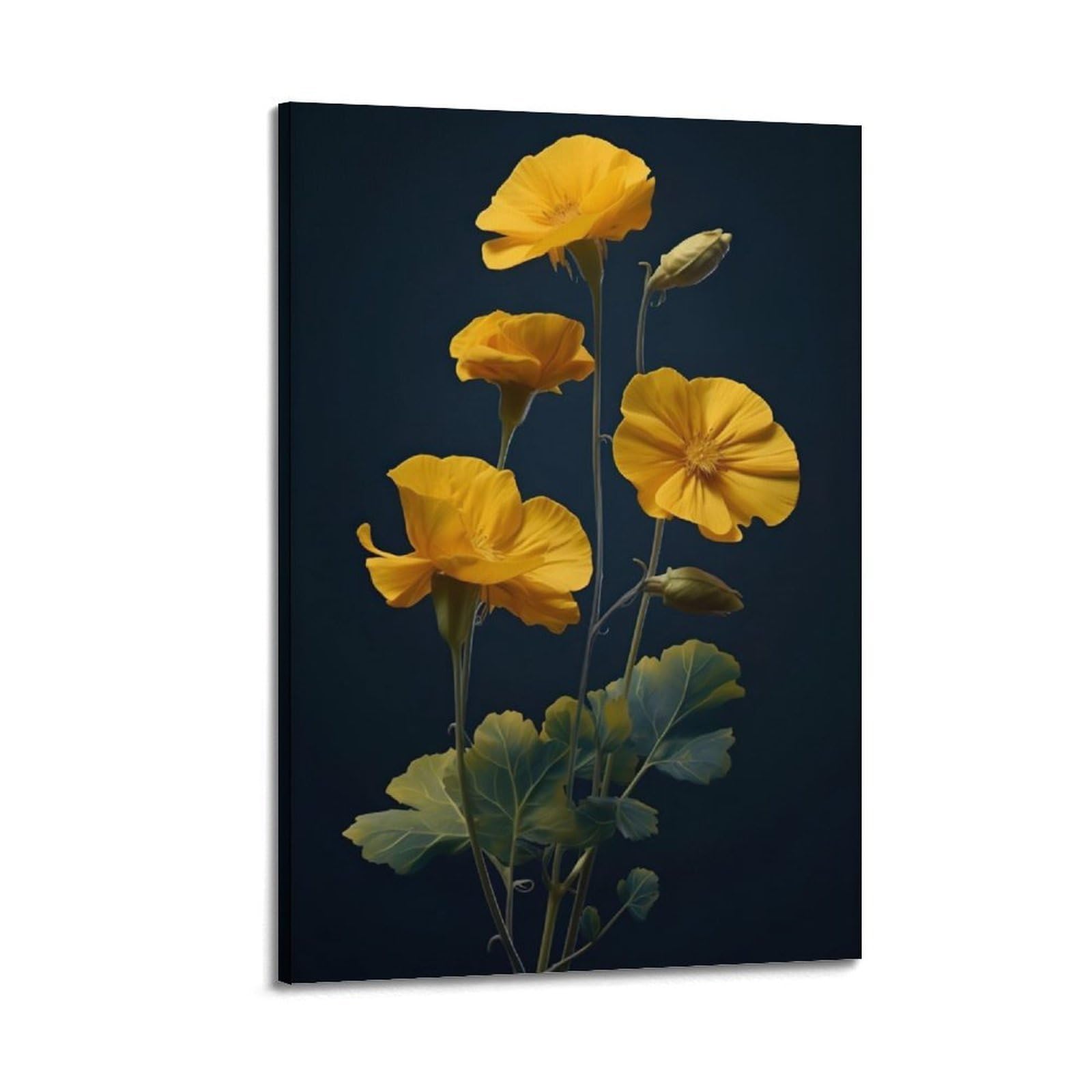 Fleurs jaunes avec bourgeons affiche murale ZHOUKEG - 6